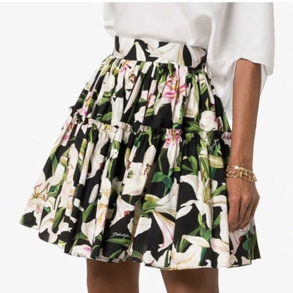 Dolce & Gabbana Skater Mini Skirt Black Green Tiered - Picture 4 of 6